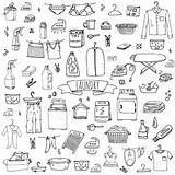 Doodle Washing Icons Doodles Ironing Drying Housework sketch template