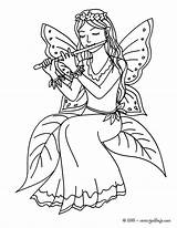 Flute Coloriage Flauta Tocando Colorier Hadas Fada Pages Elfe Magic Fée Bosques Hada Fadas Fees Elfes sketch template