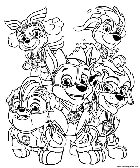 paw patrol mighty pups coloring page printable