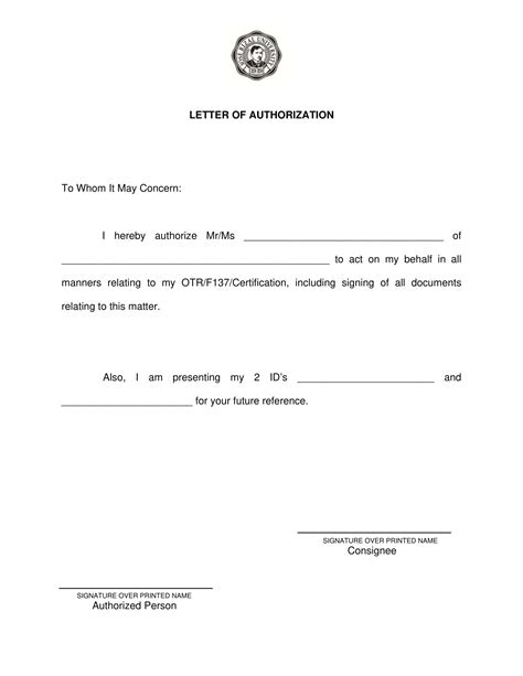 authorization letter sample  act  behalf authorization letter
