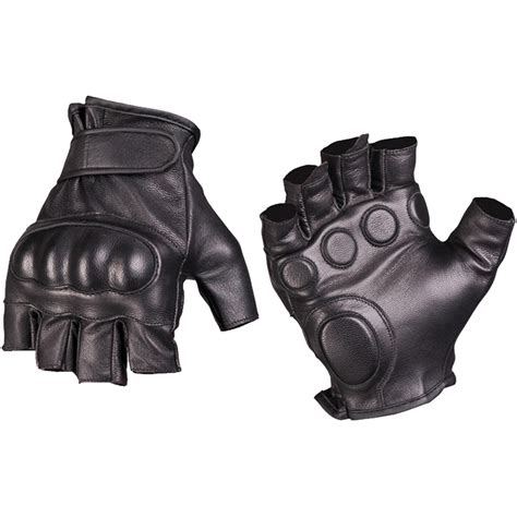 mil tec tactical fingerless leather gloves black black military st
