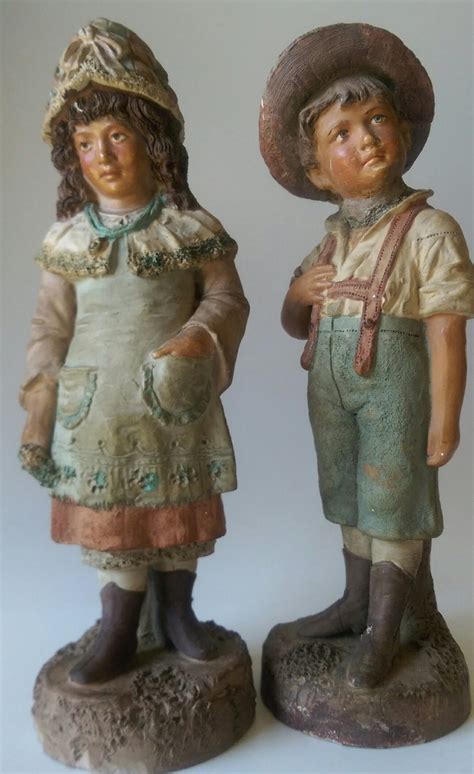 Antique German Pottery Figurines Makers Mark