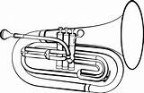Baritone Clipart Euphonium Marching Mellophone Horn Silhouette Clip Drawing Band Sousaphone Transparent Saxophone Cliparts French Instruments Musical Clipground Cartoon Library sketch template