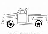 Truck Draw Vintage Drawing Ford Step Old Coloring Pickup Sketch Pages Pick Outline Trucks Classic Drawings Red Cartoon Christmas Car sketch template