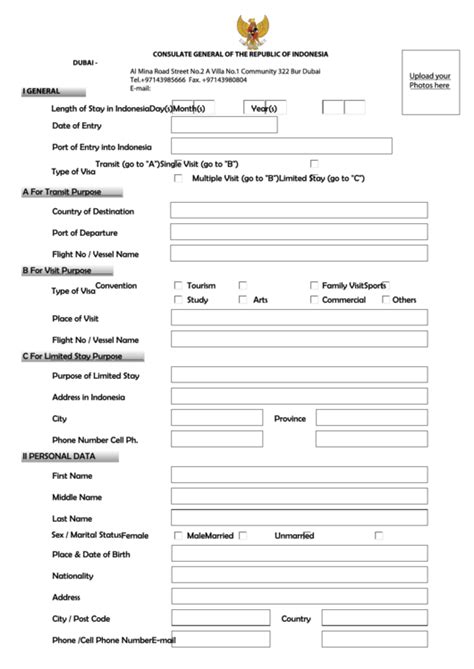 fillable indonesia visa application form printable pdf download