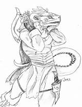 Argonian Dragonborn Thief Sketch sketch template