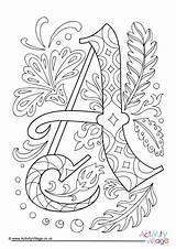 Illuminated Letter Colouring Pages Coloring Letters Alphabet Printable Choose Board Activityvillage Drawings Adult Village Activity Explore sketch template