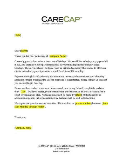 carecap  day  due letter generic