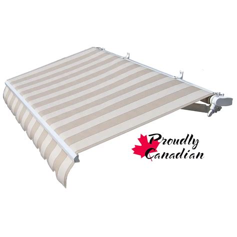 rolltec  ft manual retractable patio awning  ft projection  beige stripes  home