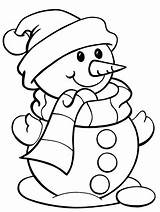 Snowman Coloring Cute Color sketch template