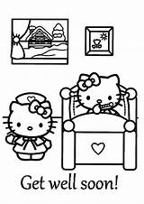 Well Soon Coloring Pages Hello Kitty Printable Coloring4free Better Care Quickly sketch template