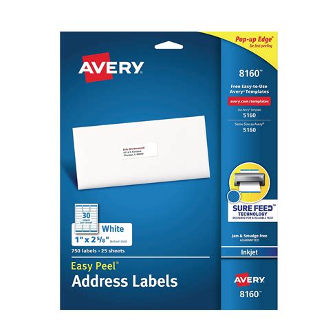 avery easy peel inkjet address labels     white sheet