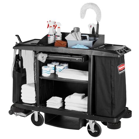 rubbermaid fgbla full size housekeeping cart