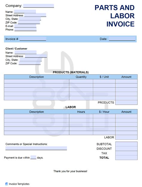 labor invoice template printable invoice invoice template word  xxx