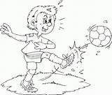 Ball Coloring Kicking Boy Soccer Pages Football Playing Boys Practice William Finished sketch template