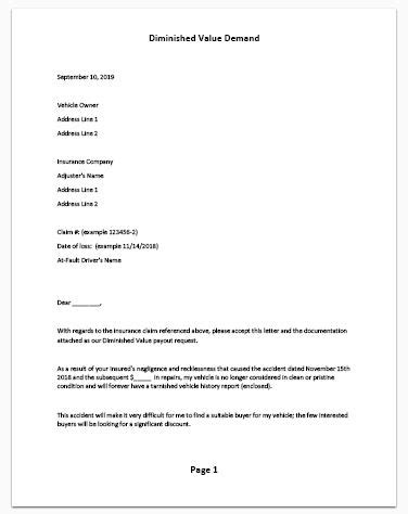 car insurance claim letter sample master  template document
