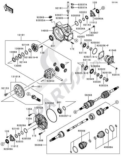 kawasaki mule  diesel   dissassembly sheet purchase genuine spare parts