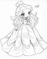 Coloring Pages Chibi Princess Anime Sketch Cute Print Printable Belle Disney Galaxy Milky Way Easy Yampuff Beauty Girls Beast Preschool sketch template