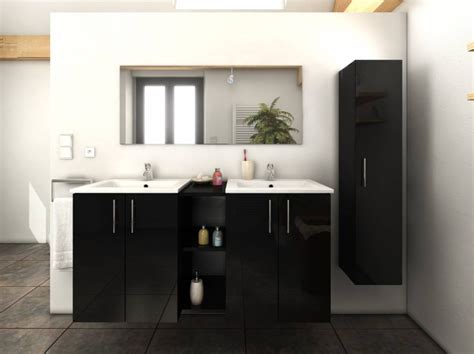 meuble de salle de bain bois laque noir  colonne  vasques sandya lestendancesfr