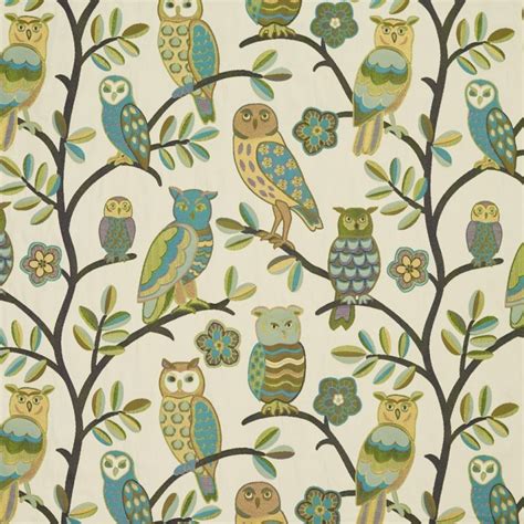 owls  branches woven designer novelty upholstery fabric   yard