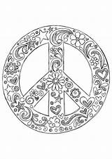 Peace Coloring Pages Hippie Printable Adult Sign Colouring Signs Adults Zentangle Mandala Paix Sheets Mandalas Simple Coloriage Color Template Happiness sketch template