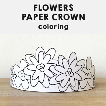 flowers paper crown printable coloring spring summer craft activity