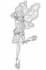 Winx Coloring Tynix Pages Print Flora sketch template