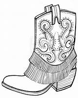 Coloring Cowgirl Cowboy Boots Pages Comments sketch template
