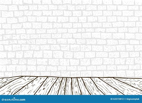 black  white wooden floor  brick wall stock vector image