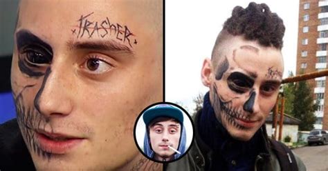 siberian teen had half of his face tattooed with a skull