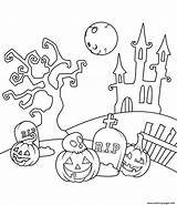 Graveyard Spooky sketch template