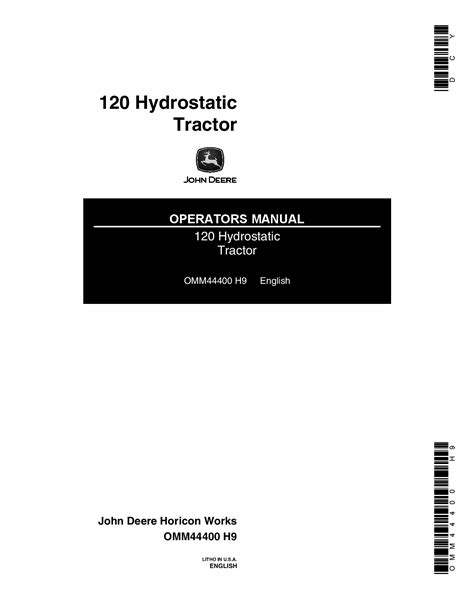 john deere  hydrostatic tractor omm operation  maintenance manual