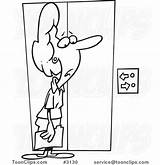 Elevator Outlined Confused Businesswoman Toonaday sketch template