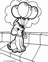 Coloring Puppy Cute Balloons Puppies Dogs Holding Pages Dog Print Colouring Printable Kids Sheet sketch template