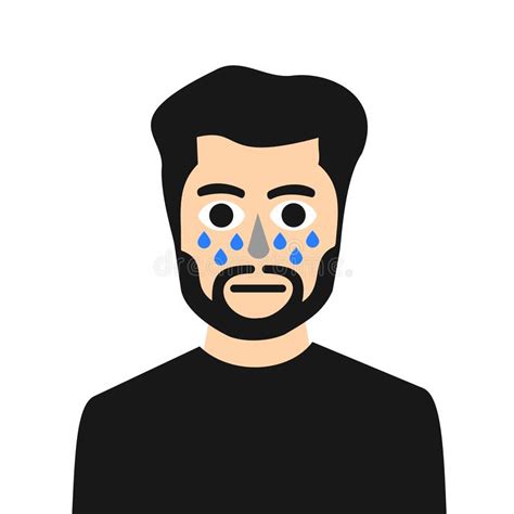 Bearded Sensitive Man Is Crying Stock Vector