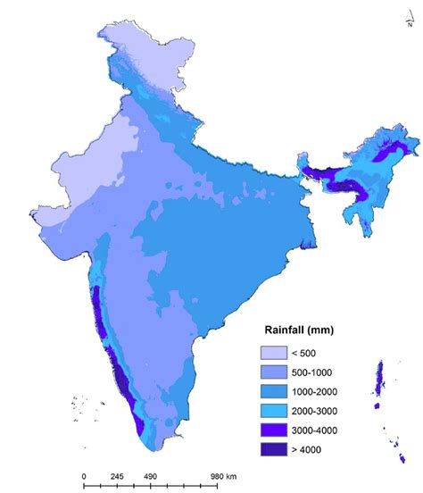 annual rainfall map  india vivid maps