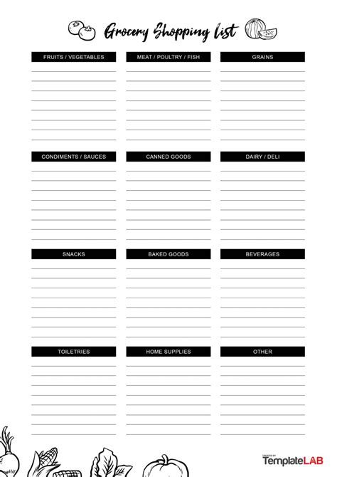 printable grocery list templates shopping list  blank grocery
