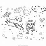 Spaceship Astronaut sketch template