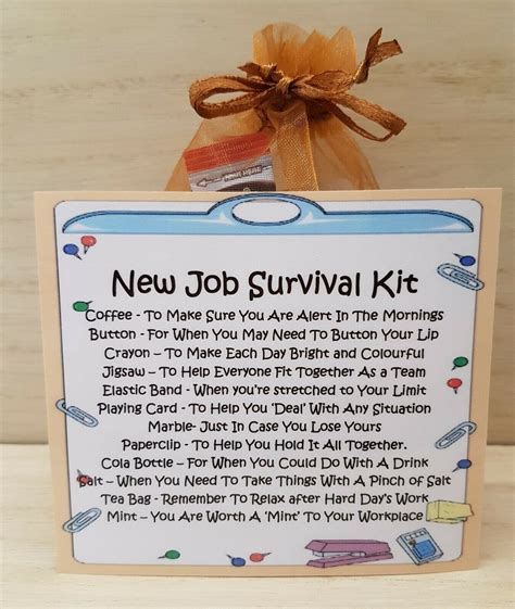 job survival kit fun novelty gift card keepsake good luck