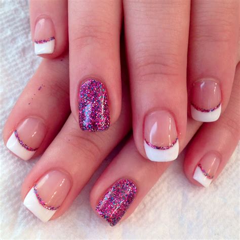 french manicure  glitter accent nails  gelish nails manicure french tip nails