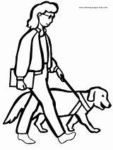 Coloring Pages People Jobs Disability Family Color Disabilities Printable Kids Sheets Blind Guide Dog Girl Found sketch template