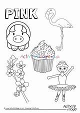 Pink Coloring Pages Colouring Things Color Preschool Worksheets Colour Colors Flamingo Kindergarten Pre Activity Kids Activities Village Worksheet Sheets Printable sketch template