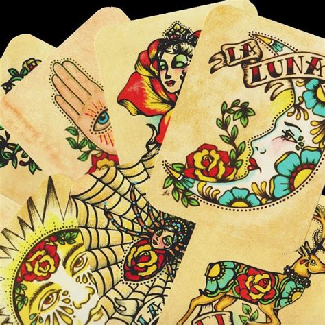 Folk Art Postcards Mexican Loteria Tattoo Art Set Of 8