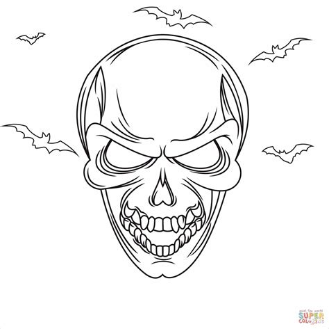 evil skull coloring page  printable coloring pages
