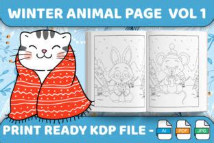 winter animal coloring pages vol  graphic  kdp fyling creative fabrica