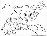 Elephant Baby Pages Mommy Coloring Template sketch template