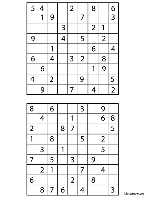 Grilles de Sudoku Ã  imprimer avec solution - Lulu la taupe