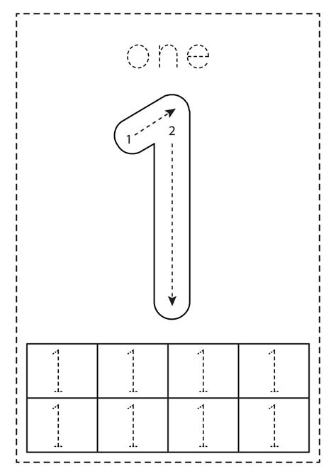 tracing number  preschool worksheet black  white