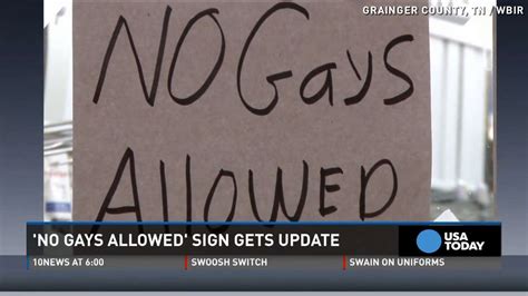 no gays allowed sign put up at hardware store