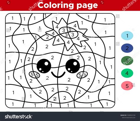 number coloring page  preschool children cute kawaii cartoon